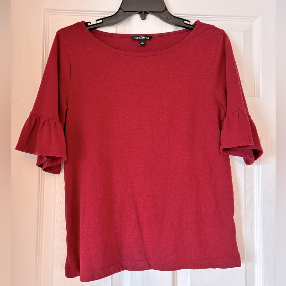 JCrew Ruffled Sleeve Top